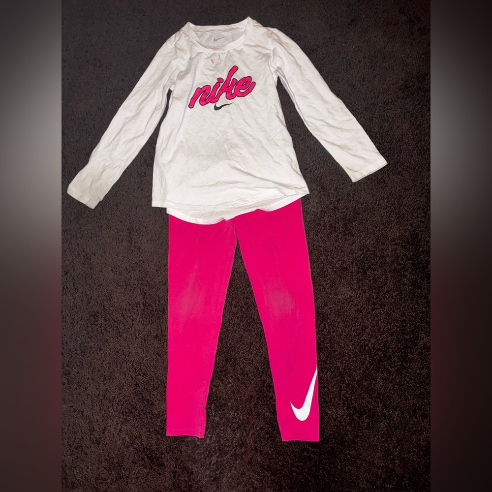 Nike White Top and Pink Leggings Set
